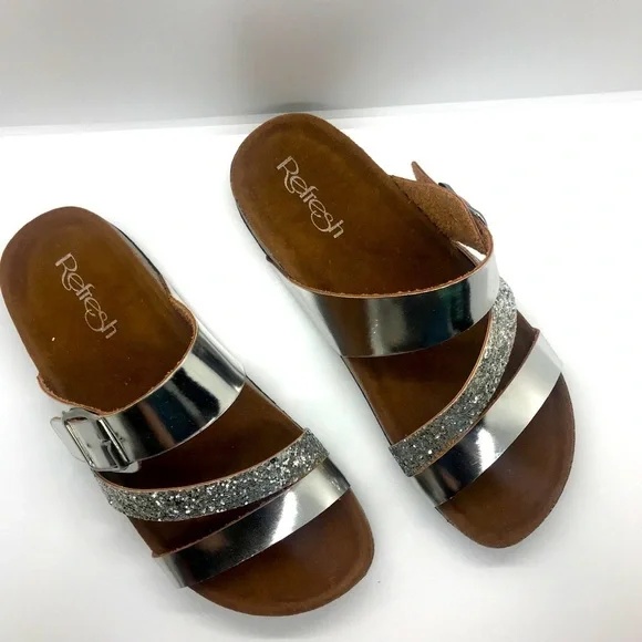 Belt Buckle Glitter Sandals - Picture 15 of 16